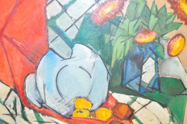 720x478 Vintage Mid Modern Abstract Still Life Painting C.1950's Antique - Abstract Still Life Painting