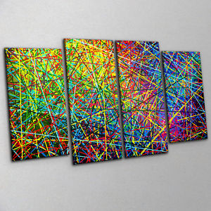 300x300 Multi Coloured Abstract Of Spectral Stripes Large Contemporary - Abstract Stripe Painting