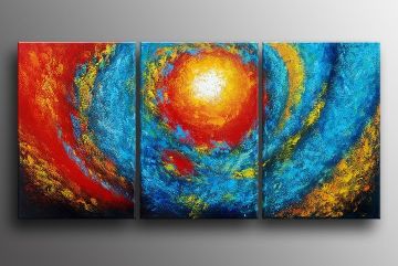 360x241 The Fire Sun Modern Abstract Oil Painting Canvas Wall Art - Abstract Sun Painting