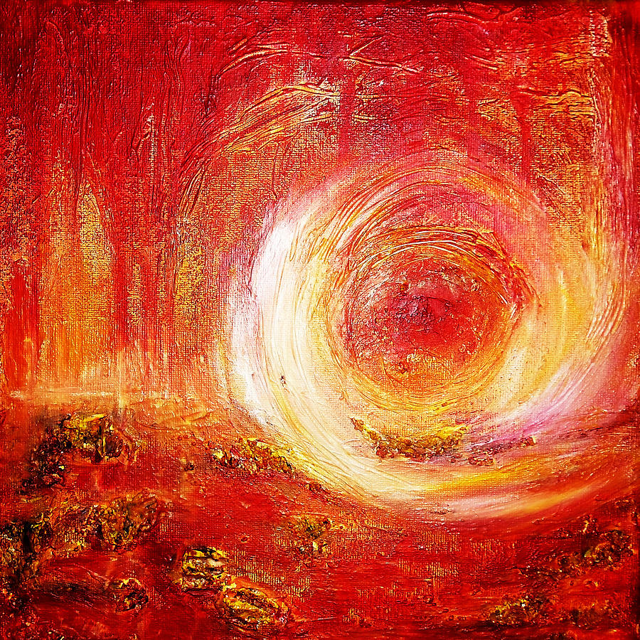 900x900 When The Sun Touches The Earth Painting By Lizta Gallery - Abstract Sun Painting