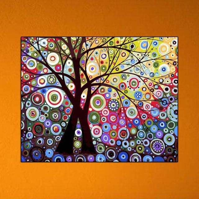 640x640 Abstract Sun Tree Digital Oil Painting Diy Paint By Numbers - Abstract Sun Painting