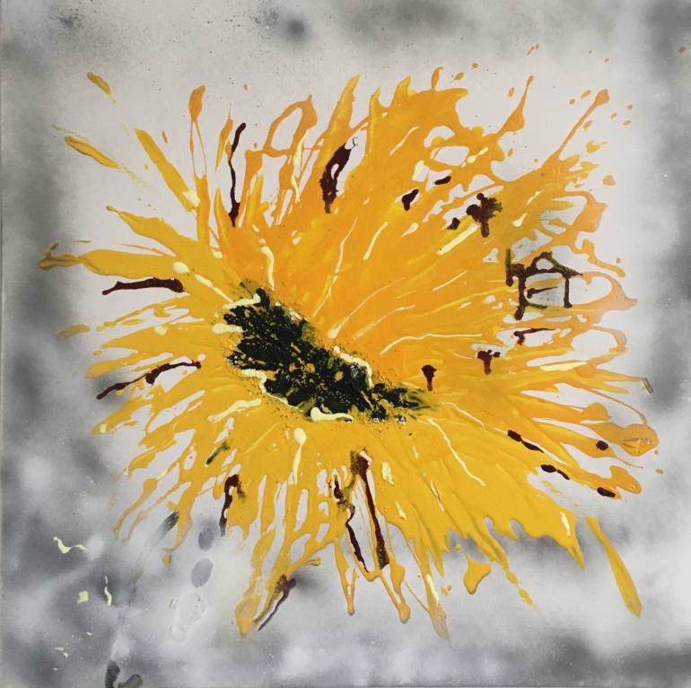 770x767 Saatchi Art Abstract Sunflower Painting By Nineke Havinga - Abstract Sunflower Painting