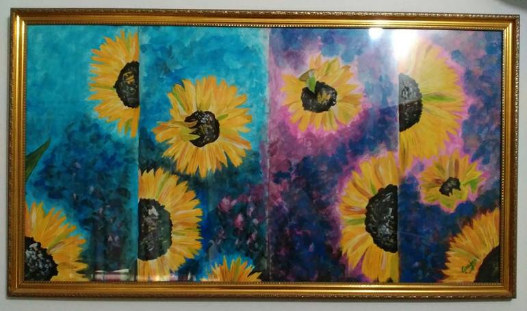 770x454 Saatchi Art Abstract Sunflowers Painting By Gunjan Famous Paintings - Abstract Sunflower Painting