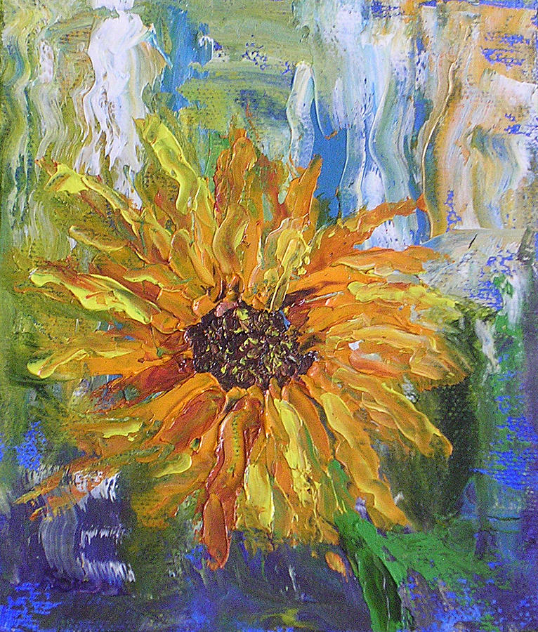 766x900 Sunflower Abstract Painting By Barbara Harper - Abstract Sunflower Painting