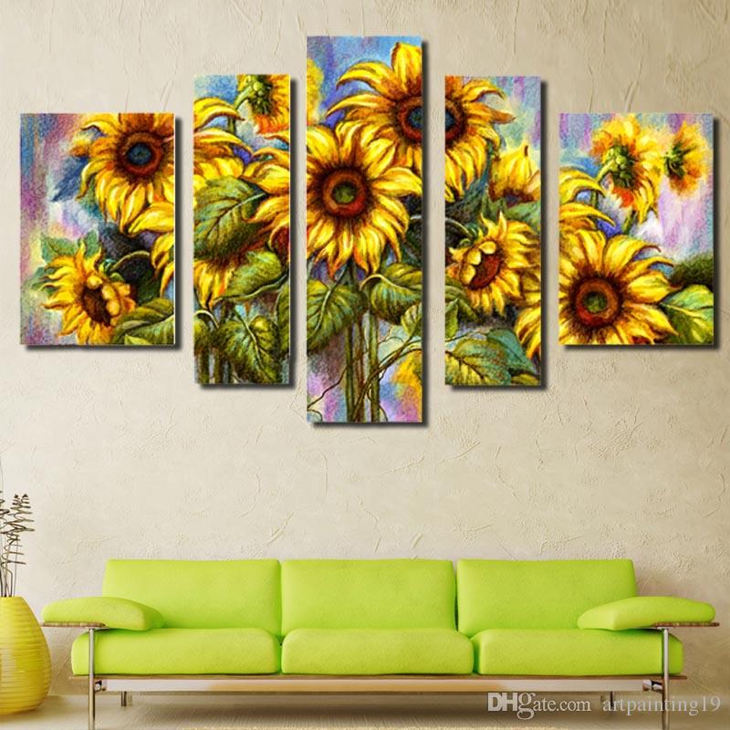 800x800 2018 Modern Abstract Sunflower Frameless Canvas Printed Ink - Abstract Sunflower Painting