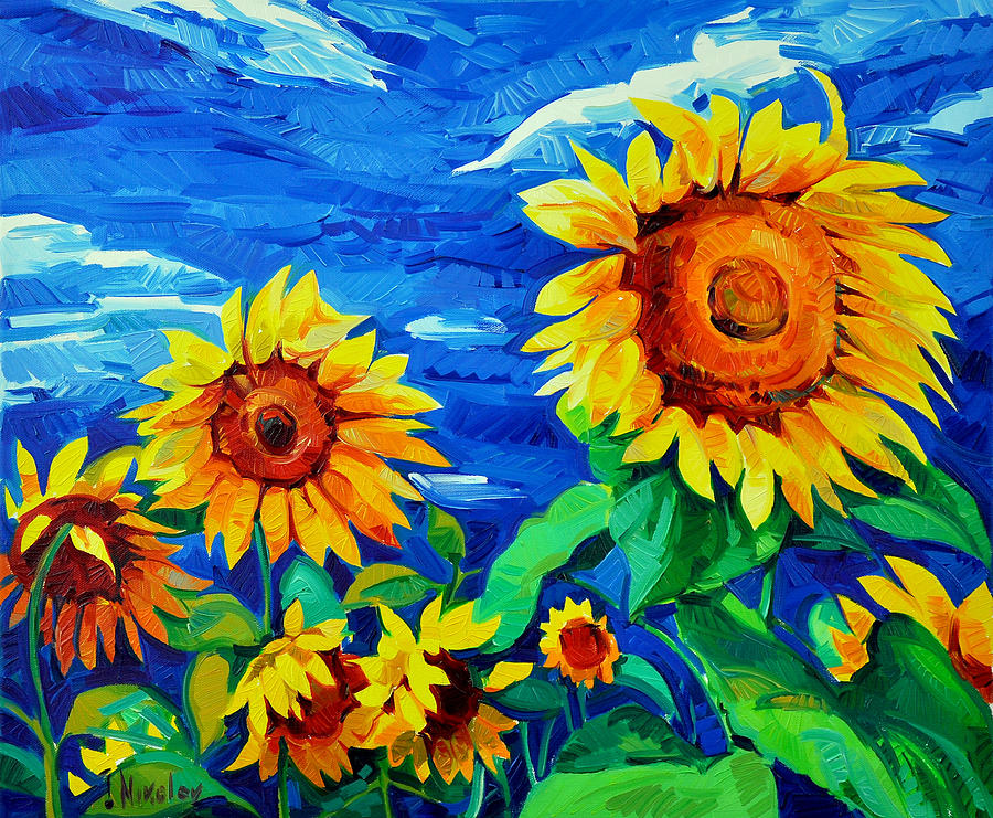 900x741 Sunflowers Painting By Ivailo Nikolov - Abstract Sunflower Painting