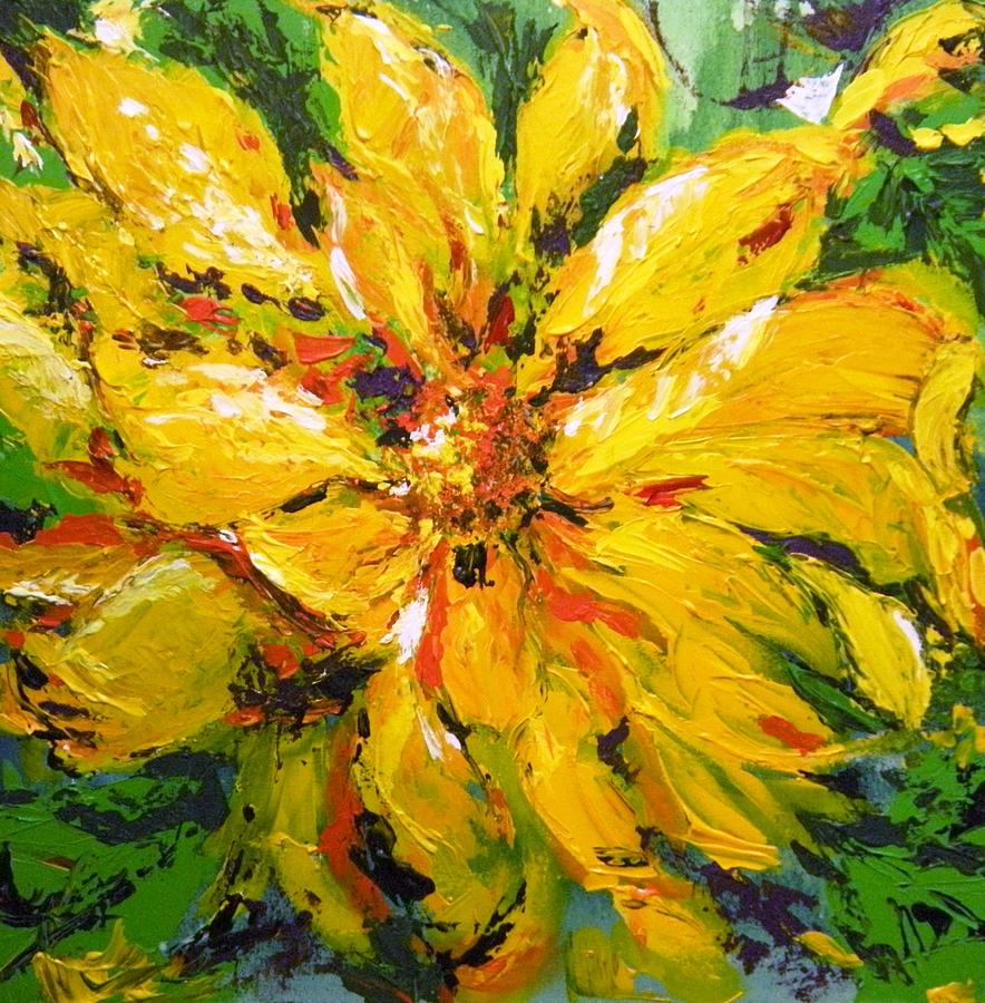 884x900 Abstract Sunflower Painting By Lori Ippolito - Abstract Sunflower Painting