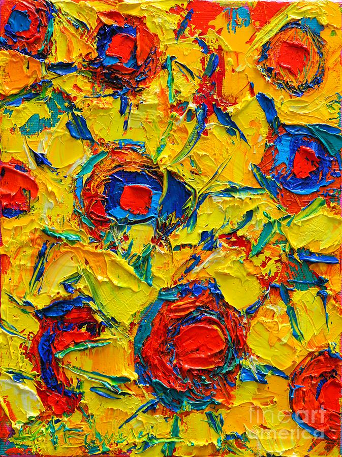 673x900 Abstract Sunflowers Painting By Ana Maria Edulescu - Abstract Sunflower Painting