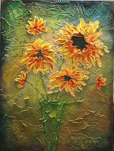 375x497 Abstract Sunflowers Paintings For Sale Saatchi Art - Abstract Sunflower Painting