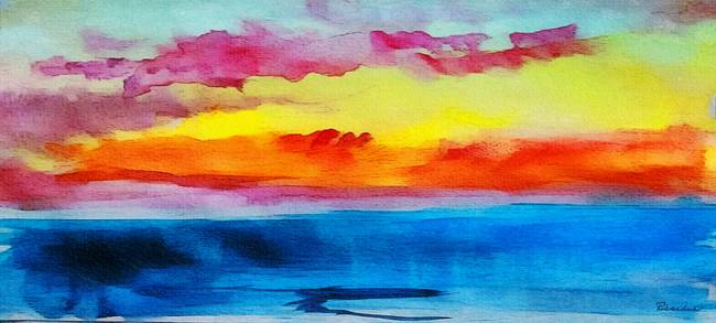 650x293 C2 Abstract Expressive Sunrise Watercolor Painting By Ricardos - Abstract Sunrise Painting