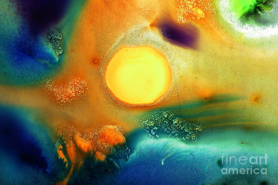 900x600 Happy Sunrise Fluid Abstract Art Liquid Painting By Kredart - Abstract Sunrise Painting