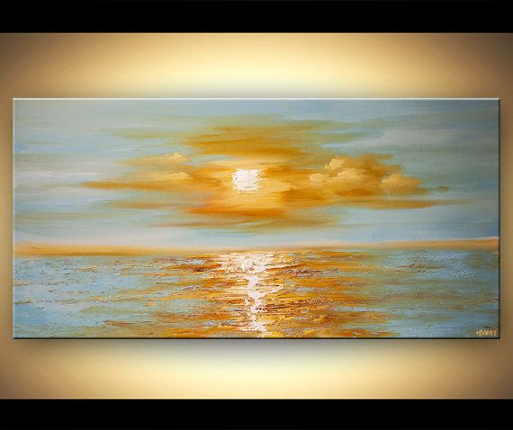 570x478 Sunrise Painting Original Contemporary Modern Abstract Seascape - Abstract Sunrise Painting