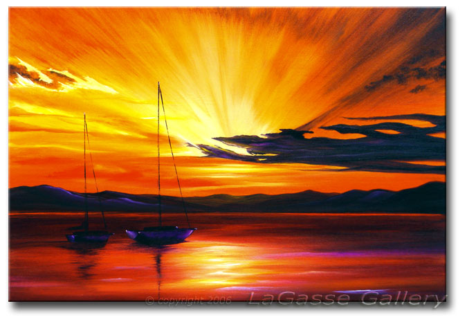 675x468 Sunset Glory' Abstract Art Fine Art Giclee Print On Canvas - Abstract Sunset Painting