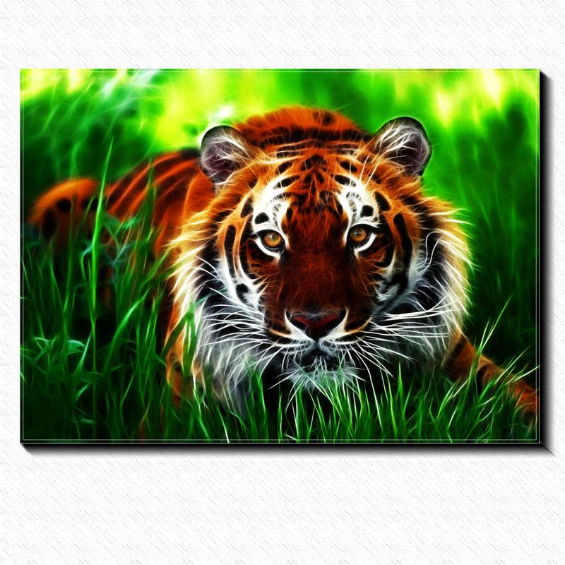 800x800 2018 Abstract Dazzle Colour Tiger Painting Picture Canvas Poster - Abstract Tiger Painting