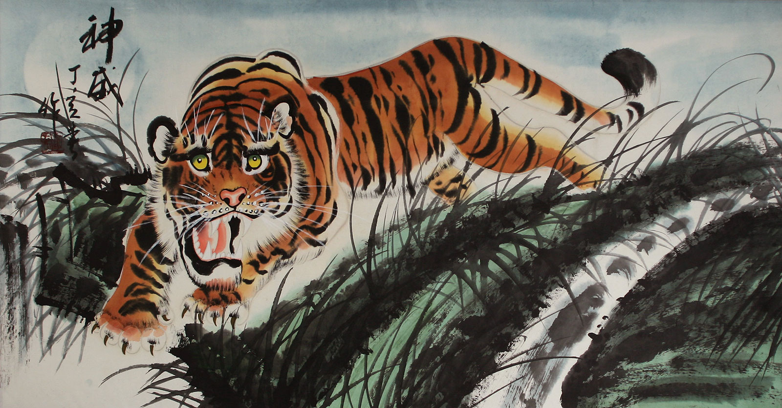 1600x836 Paintings Of Tigers Comical Abstract Tiger Painting - Abstract Tiger Painting