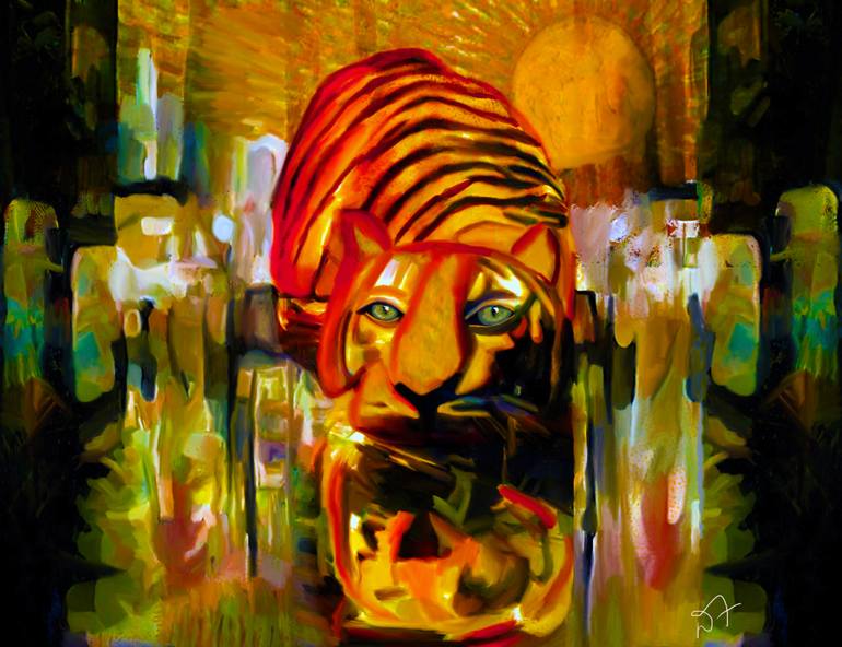 770x592 Saatchi Art Tiger Abstract Painting By Darla Ferrara - Abstract Tiger Painting