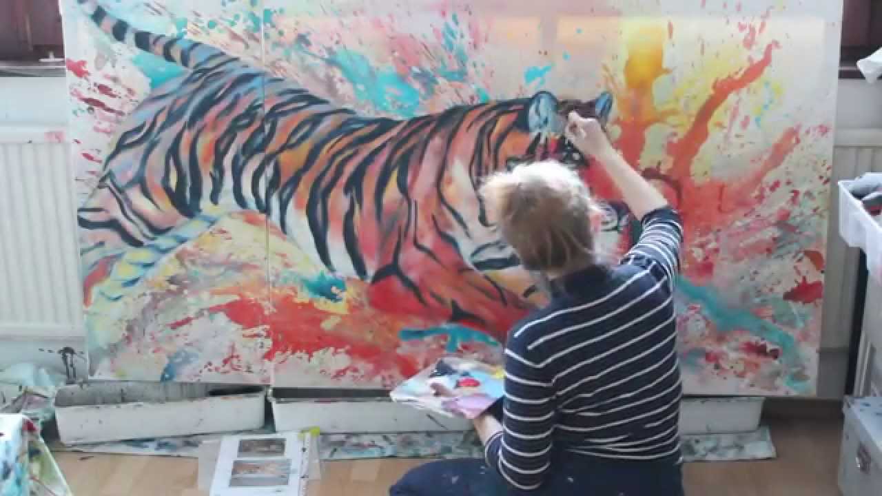 1280x720 Tiger Acrylbilder Amp Abstrakte Malerei Abstract Painting How - Abstract Tiger Painting