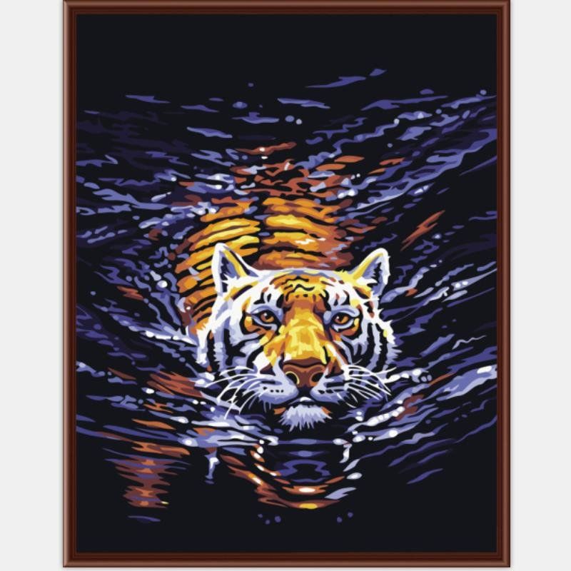 800x800 Tiger Diy Acrylic Painting By Numbers Hand Painted Canvas Modern - Abstract Tiger Painting