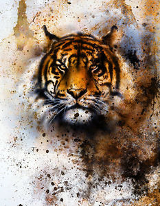 233x300 Wall Art Hd Print On Canvas Animal Abstract Tiger Head Oil - Abstract Tiger Painting