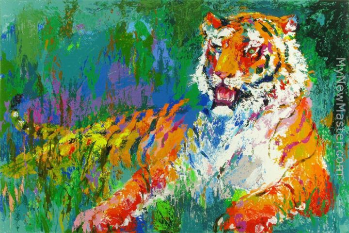 720x480 Leroy Neiman Resting Tiger Painting - Abstract Tiger Painting