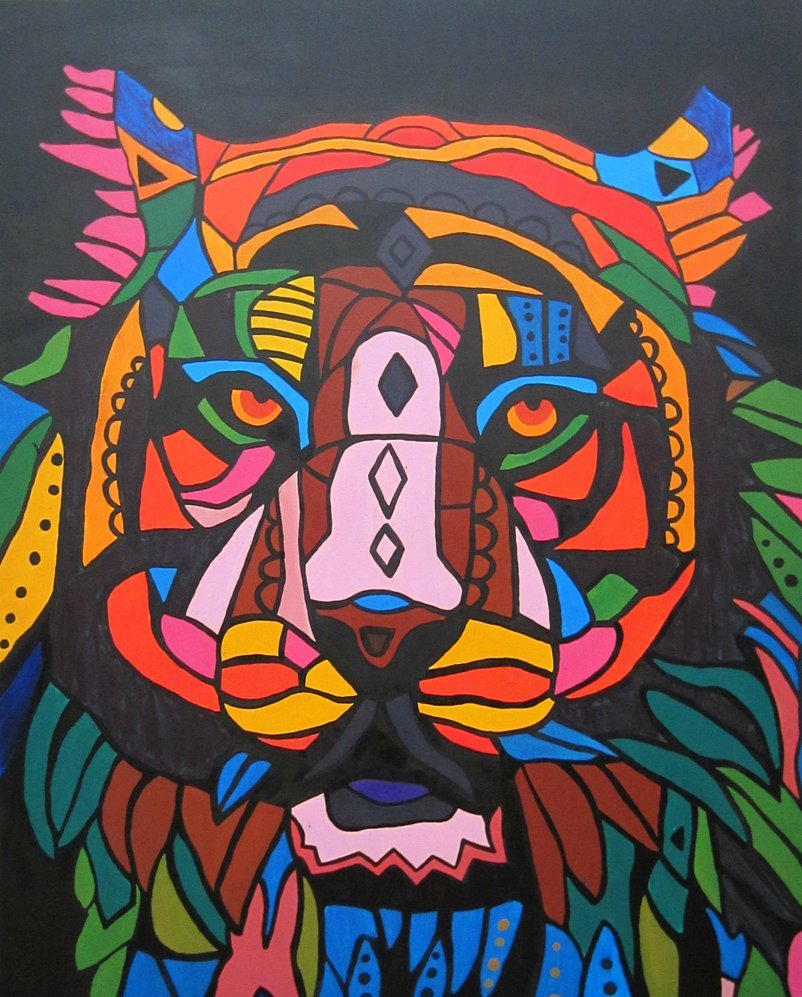 802x997 Abstract Tiger By The Tiger Thief - Abstract Tiger Painting