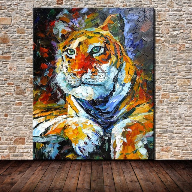 640x640 Animal Picture Hand Painted Modern Abstract Tiger Oil Painting - Abstract Tiger Painting