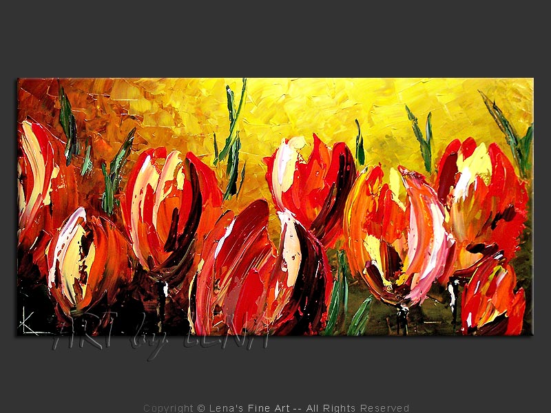 800x600 Original Majestic Flowers Paintings Art By Lena - Abstract Tulip Painting