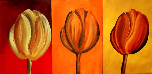 500x244 Painting - Abstract Tulip Painting