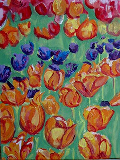 240x320 Painting Flowers - Abstract Tulip Painting