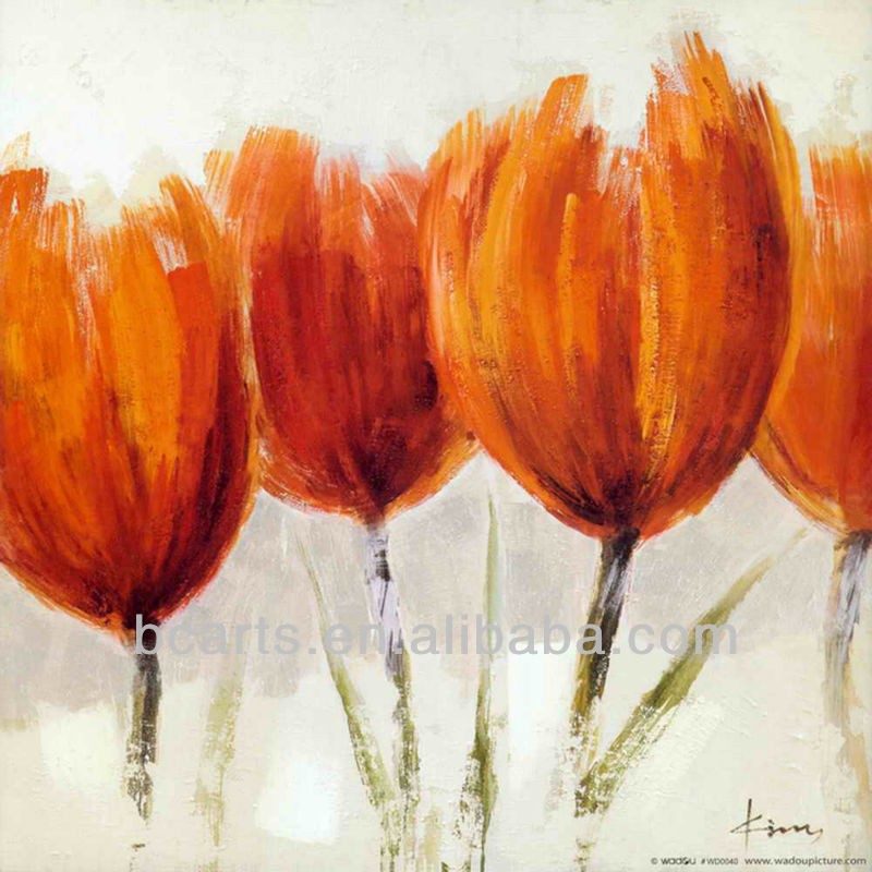 800x800 Pure Hand Painted Modern Orange Flower Oil Painting For Tulips - Abstract Tulip Painting