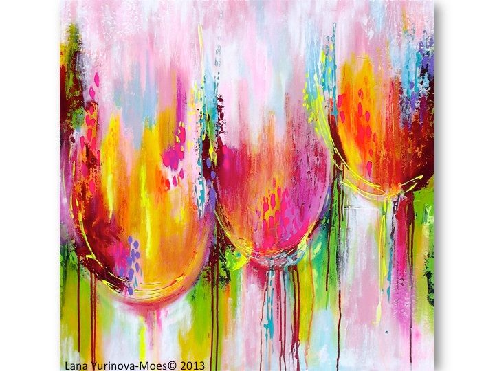 720x540 Tulip Mania Original Abstract Landscape Modern Painting 36 X 36 - Abstract Tulip Painting