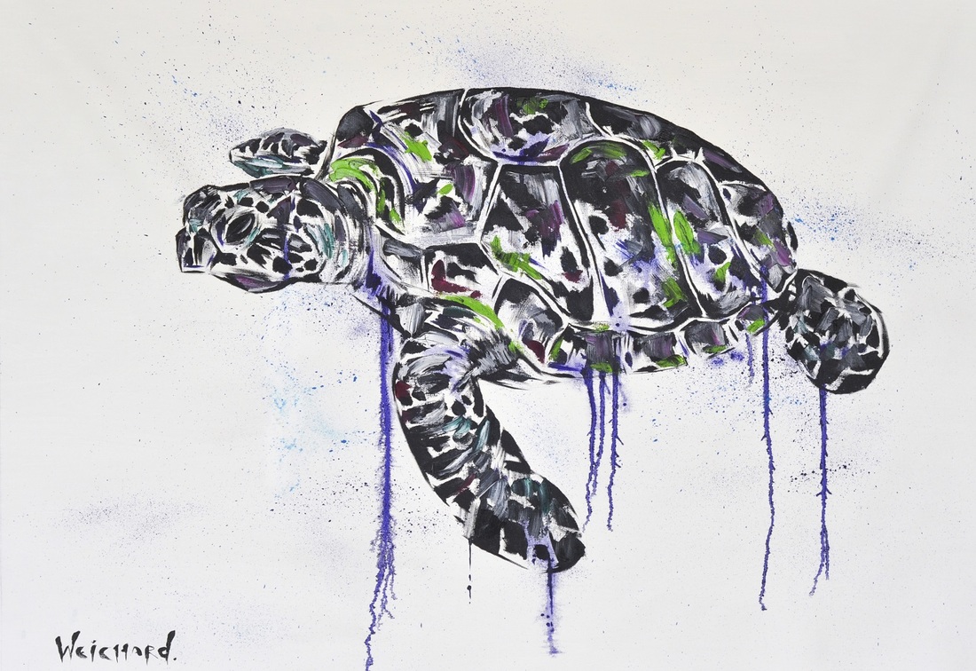 1100x756 Ocean Turtle Abstract Turtle Painting By Aidan Weichard Water - Abstract Turtle Painting