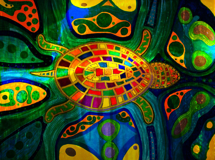 900x670 Sea Turtle - Abstract Turtle Painting