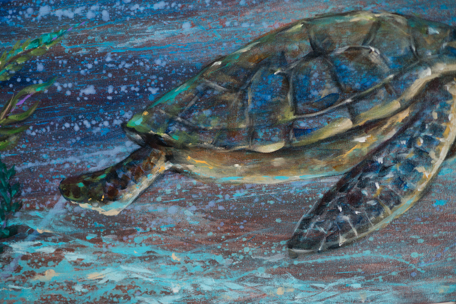 1500x1001 Sea Turtle Painting With Abstract Touches - Abstract Turtle Painting