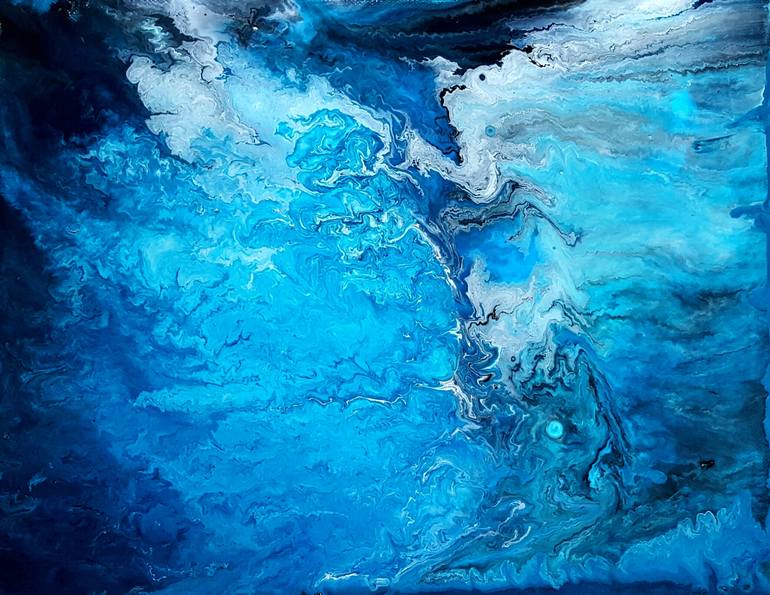 770x595 Saatchi Art Blue Abstract Underwater Painting By Amy Levine - Abstract Underwater Painting