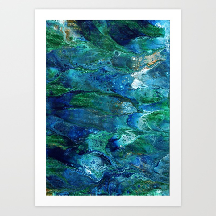 700x700 Underwater Flow Acrylic Abstract Painting Art Print By Lawatha - Abstract Underwater Painting