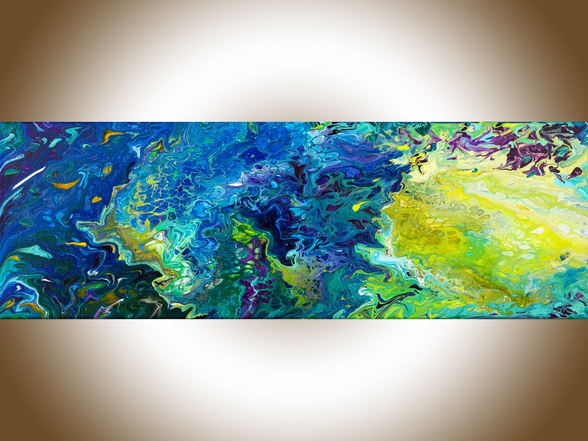 1200x900 Underwater World By Qiqigallery 36 X 12 Abstract Painting, Fluid - Abstract Underwater Painting