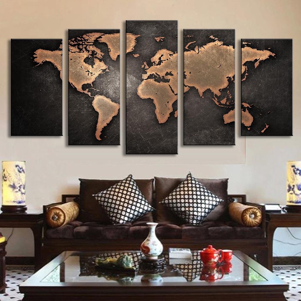 1024x1024 5 Pcsset Modern Abstract Wall Art Painting World Map Canvas - Abstract Wall Art Painting
