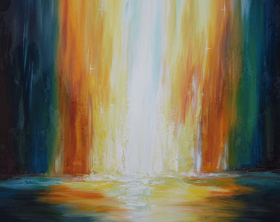 900x713 Abstract Waterfall Painting, Into The Light Abstract Painting - Abstract Waterfall Painting