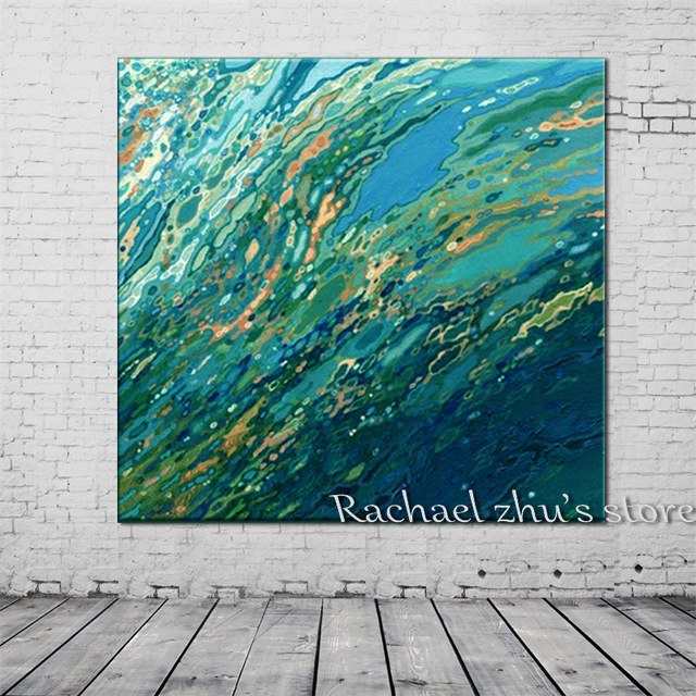 640x640 Handpainted Abstract Sea Wave Oil Paintings On Canvas Hotel Hall - Abstract Wave Painting