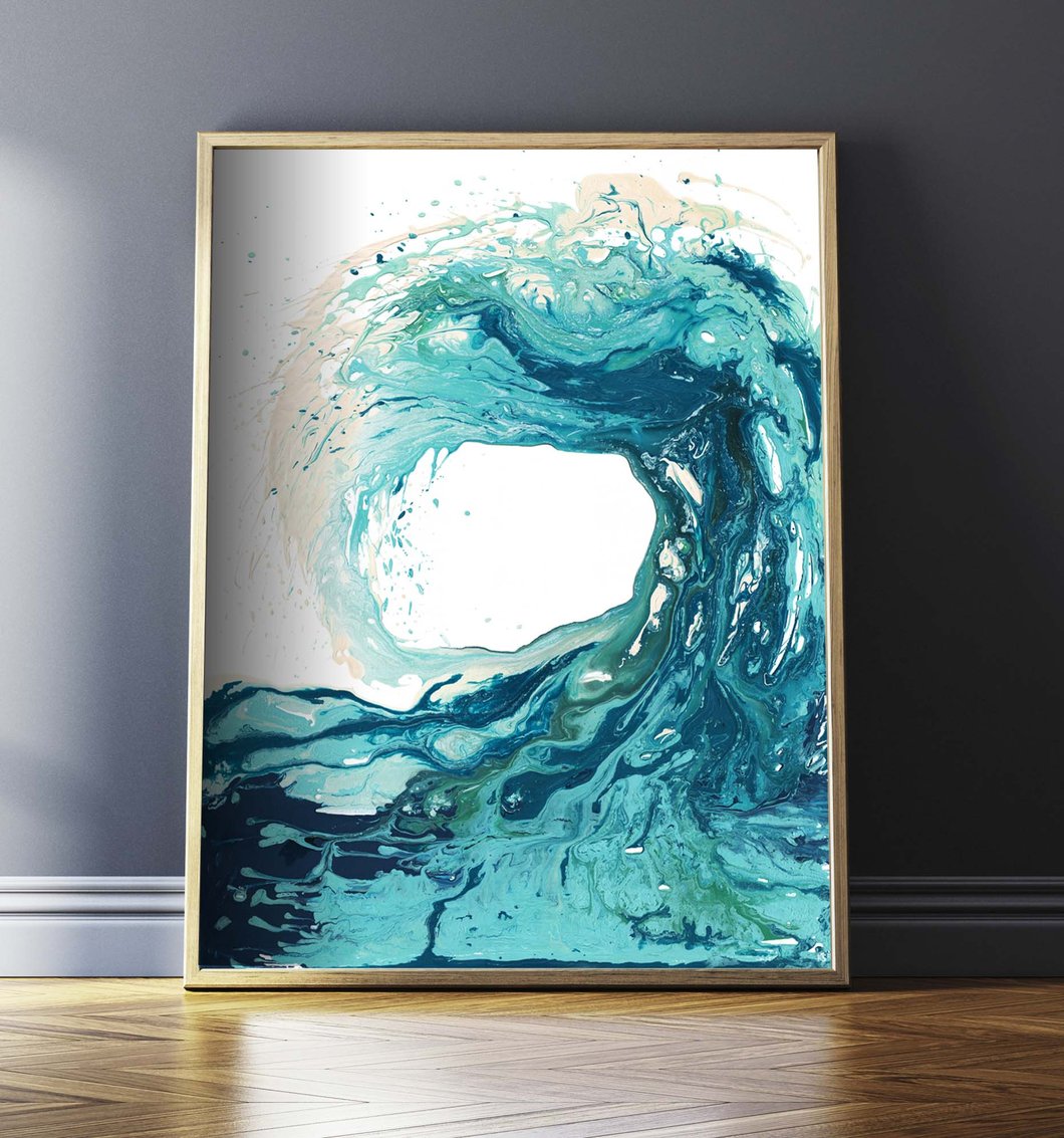 1060x1133 Ocean Print - Abstract Wave Painting
