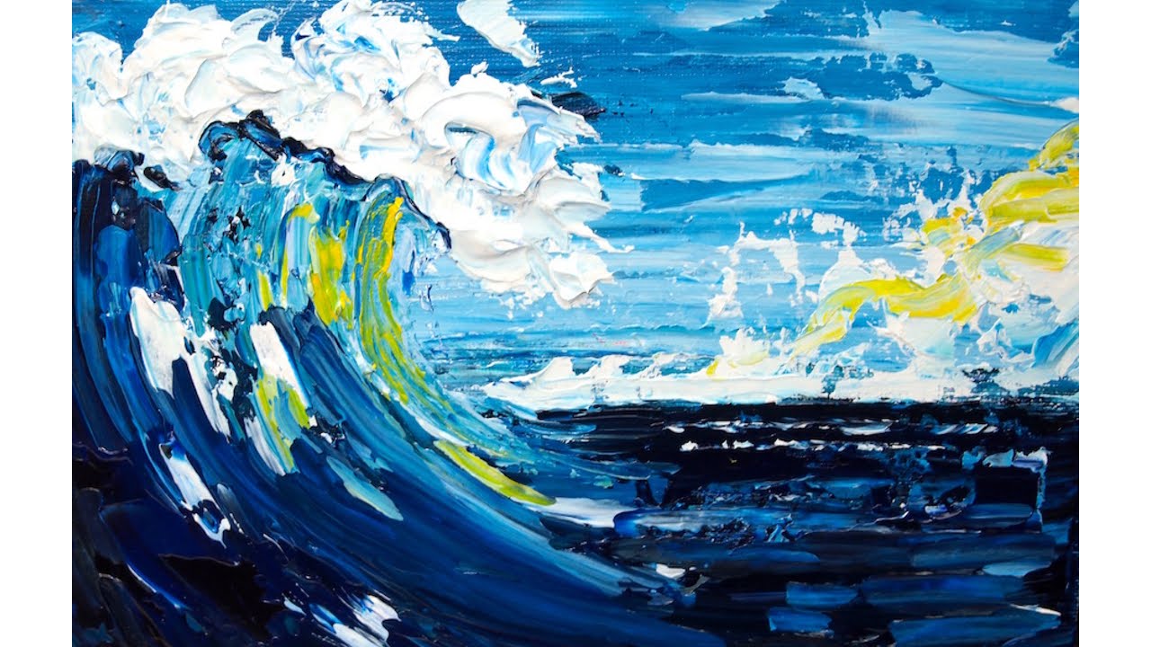 1280x720 Pallet Knife Seascape Beginner Acrylic Painting Tutorial Abstract - Abstract Wave Painting