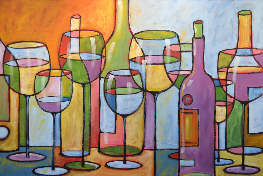 900x601 Abstract Wine Dining Room Bar Kitchen Art Time To Relax - Abstract Wine Painting
