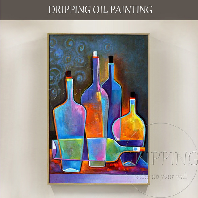 640x640 Expert Artist Hand Painted High Quality Abstract Bottle Oil - Abstract Wine Painting