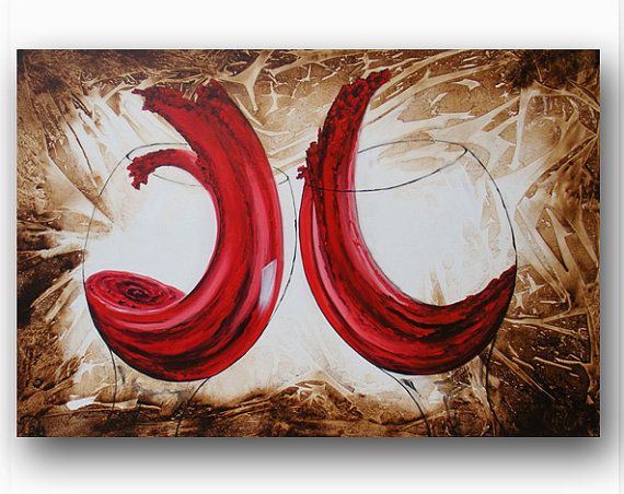 570x452 Red Wine Painting Wine Art Abstract By Heatherdaypaintings On Etsy - Abstract Wine Painting