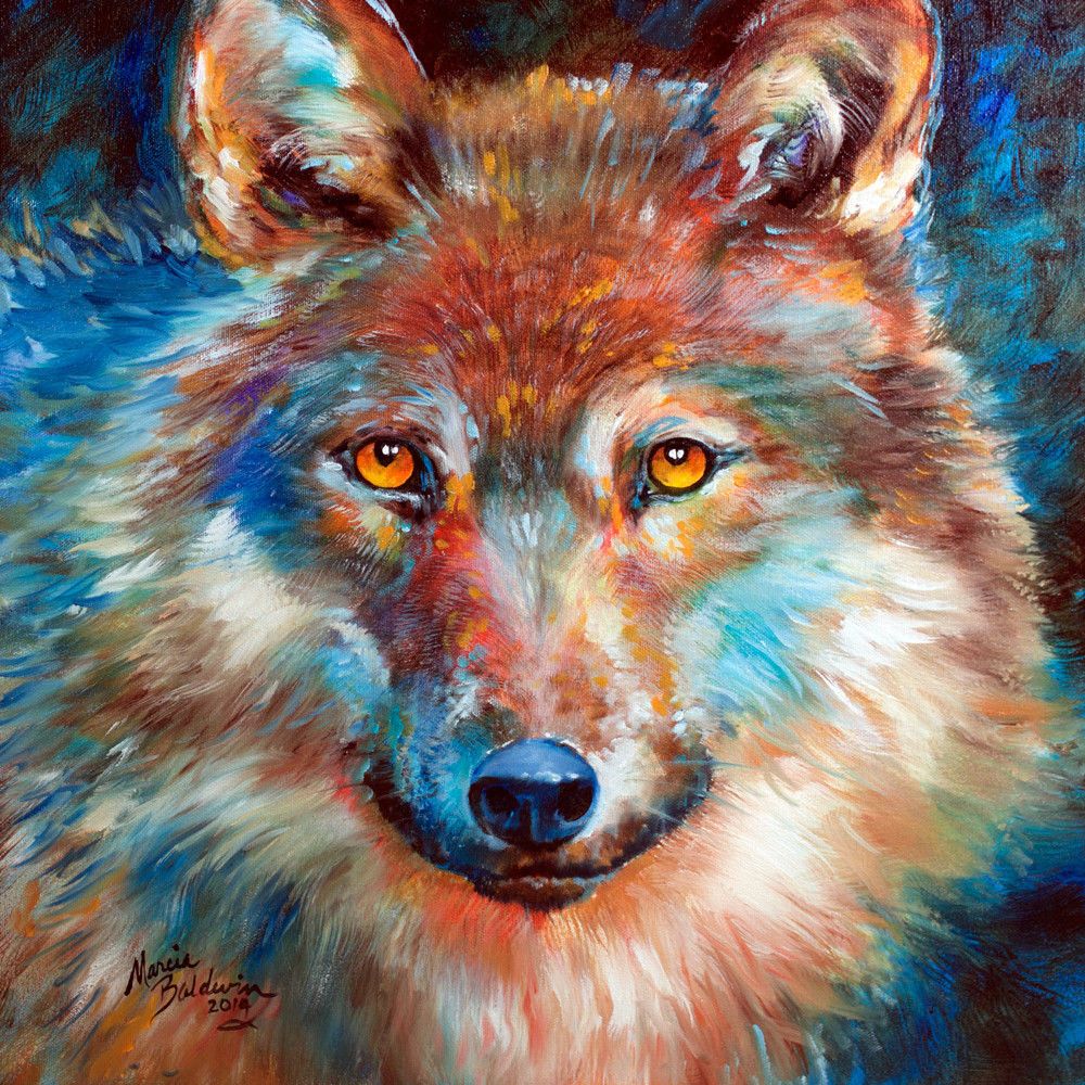 1000x1000 Luvable Friends Printed Fleece Blanket, Birds Timber Wolf, Oil - Abstract Wolf Painting
