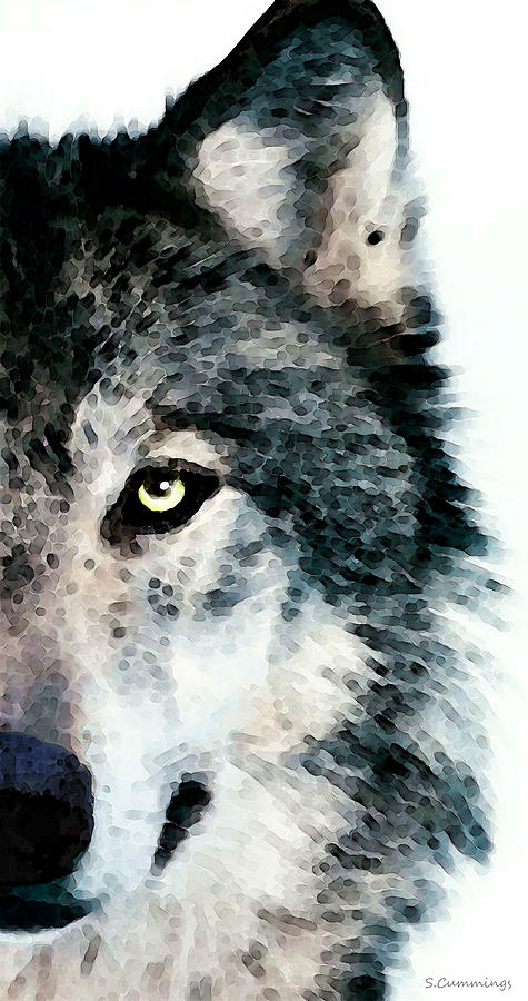 475x900 Wolf Art - Abstract Wolf Painting