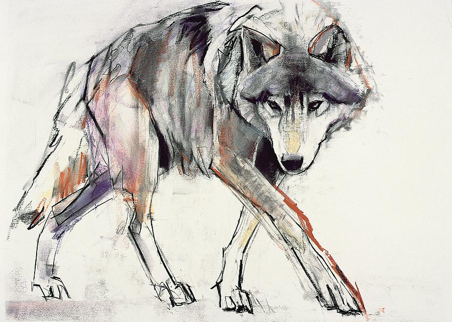 900x641 Wolf Painting By Mark Adlington - Abstract Wolf Painting