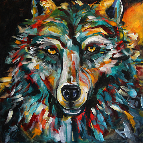 500x500 Laura Pace Wolf - Abstract Wolf Painting