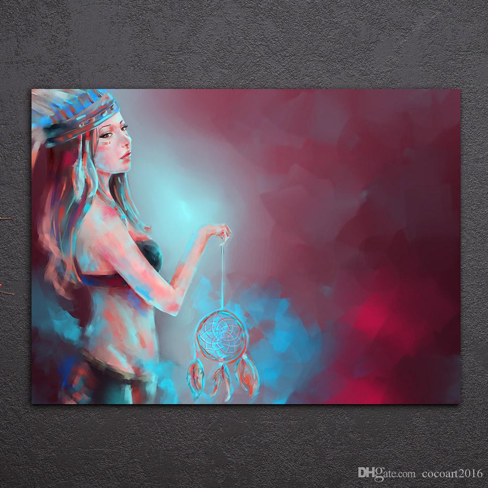 960x960 Best Hd Print Canvas Painting Abstract Woman With Dreamcatcher - Abstract Woman Painting